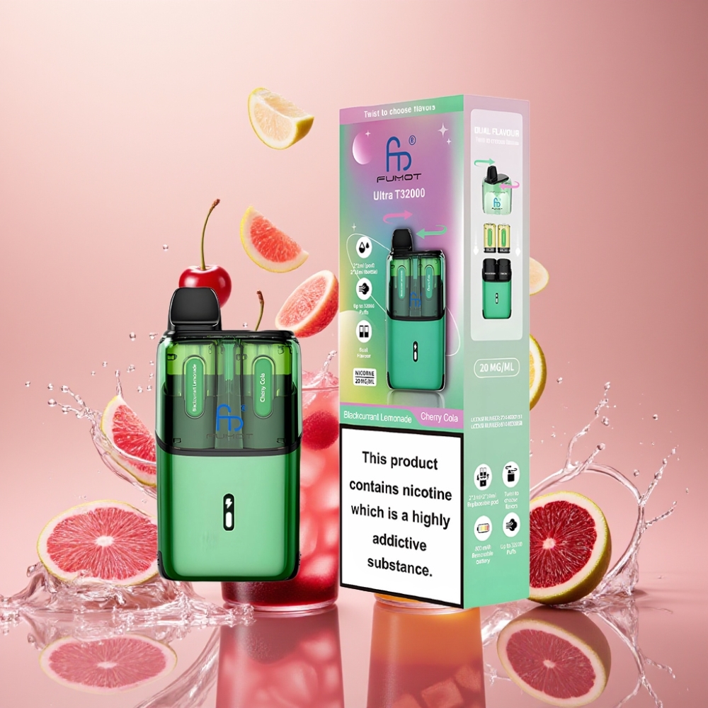 Fumot Ultra T32000 Einweg-Vape Schwarzjohannisbeere Limonade & Kirsch Cola – 32000 Züge, 800mAh, Typ-C, Schweiz Großhandel