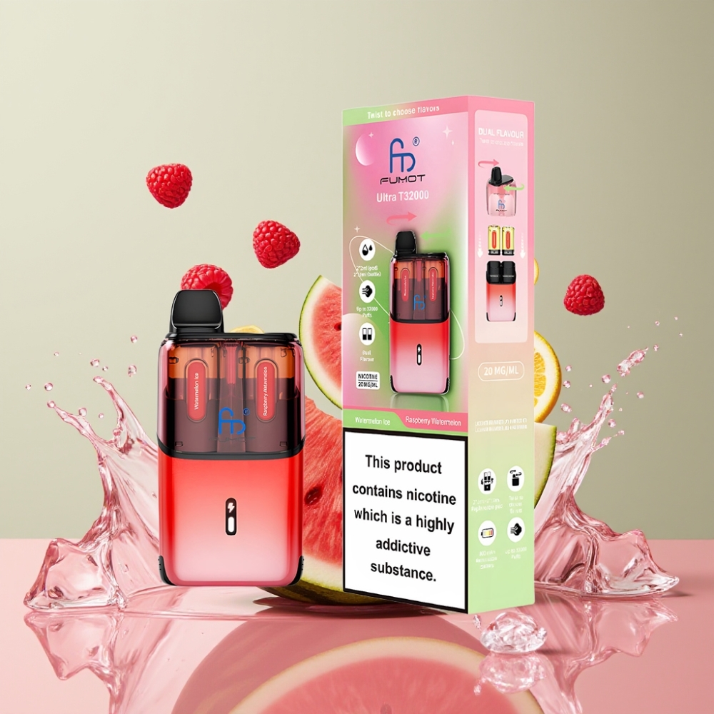 Fumot Ultra T32000 Einweg-Vape Wassermelone Eis & Himbeer Wassermelone - 32000 Züge, 800mAh, 24ml, Schweiz Großhandel