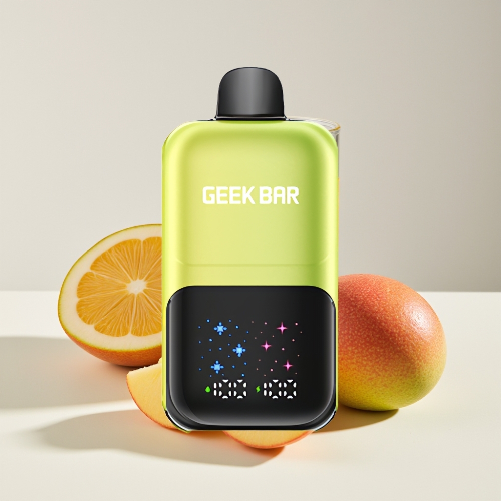 GEEKBAR 2GO 20ml 50000 Puffs Two Series Einweg-Vape Pen Mexiko-Mango-Eis, 5% Nikotinsalz, interaktiver Großbildschirm, Schweiz Großhandel