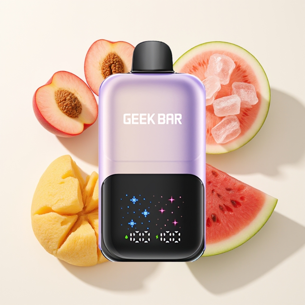 GEEKBAR 2GO 20ml 50000 Züge Zwei Serie Einweg-Vape Pen mit interaktivem Display, 3-stufiger Geschmacks-/Kühlregelung – Schweiz Großhandel – Pfirsich Mango Wassermelone Eis