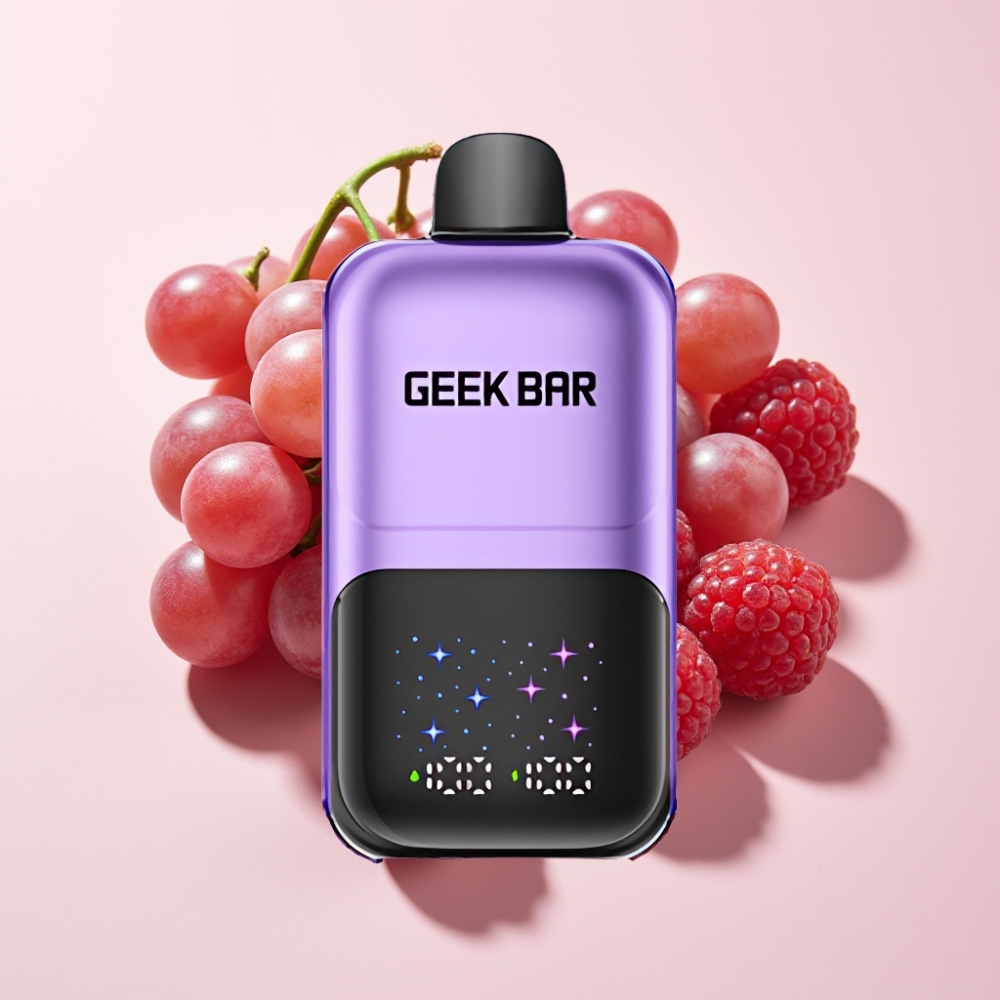 GEEKBAR 2GO 20ml 50000 Züge Zwei Serie Einweg Vape Pen mit interaktivem Großbildschirm, 5% Nikotinsalz, Schweiz Großhandel – Traube & Himbeere