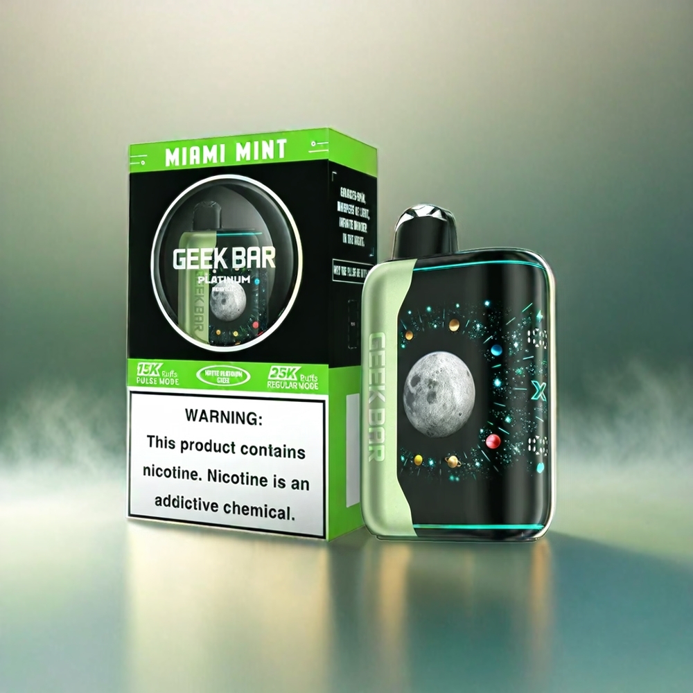 GEEK BAR Platinum Edition Schweiz Großhandel mit 25000 Zügen, 20mL E-Liquid und Miami Minze Geschmack 2% Nikotin