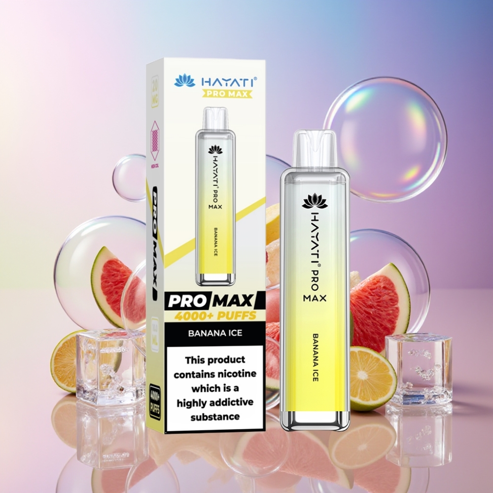 Hayati Pro Max 4000 Puffs Einweg-Vape Bananeneis – 1400mAh, 2ml/10ml, Doppel-Mesh-Coil, Schweiz Großhandel