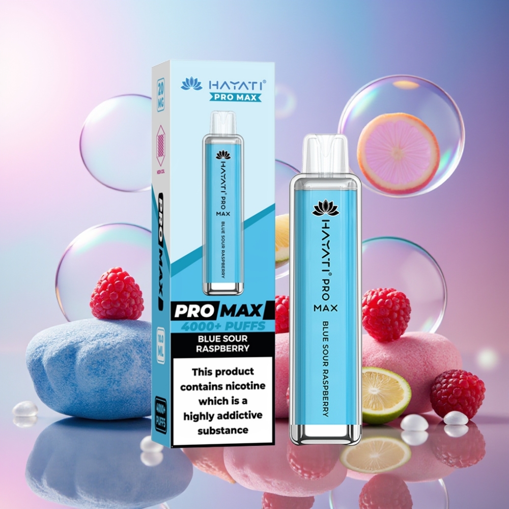 Hayati Pro Max 4000 Puffs Einweg-Vape Blau-Saure Himbeere – 1400mAh, 2ml Tank, wiederaufladbar, Schweiz Großhandel