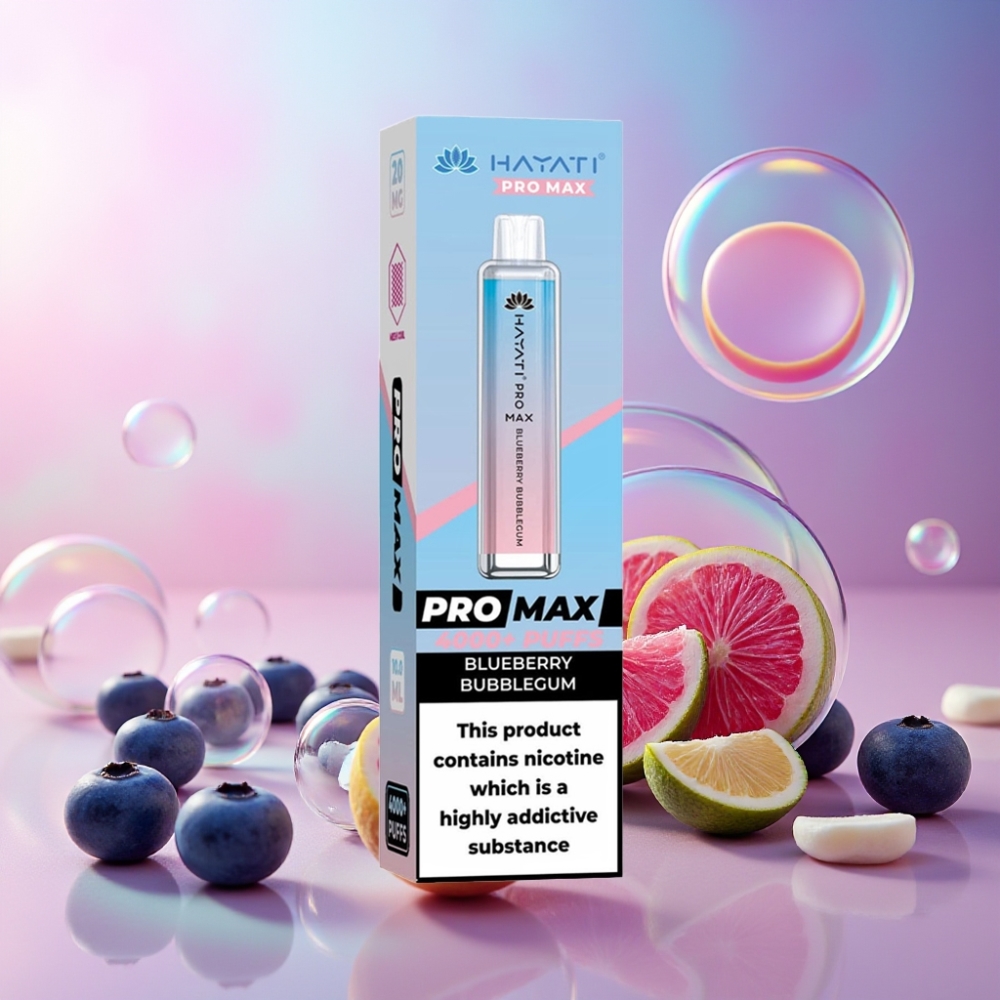 Hayati Pro Max 4000 Puffs Einweg-Vape Blaubeere Bubblegum – 1400mAh, 2ml/10ml, 2%/5% Nikotin, Schweiz Großhandel