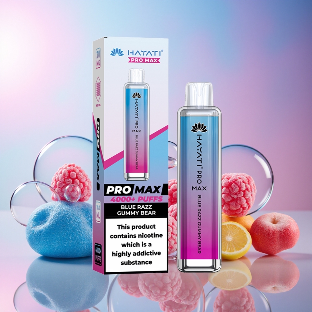 Hayati Pro Max 4000 Puffs Einweg-Vape Blaue Razz Gummibärchen Schweiz Großhandel – 1400mAh, 4000 Züge, 2ml Tank, 10ml Nachfüllung, TPD-konform