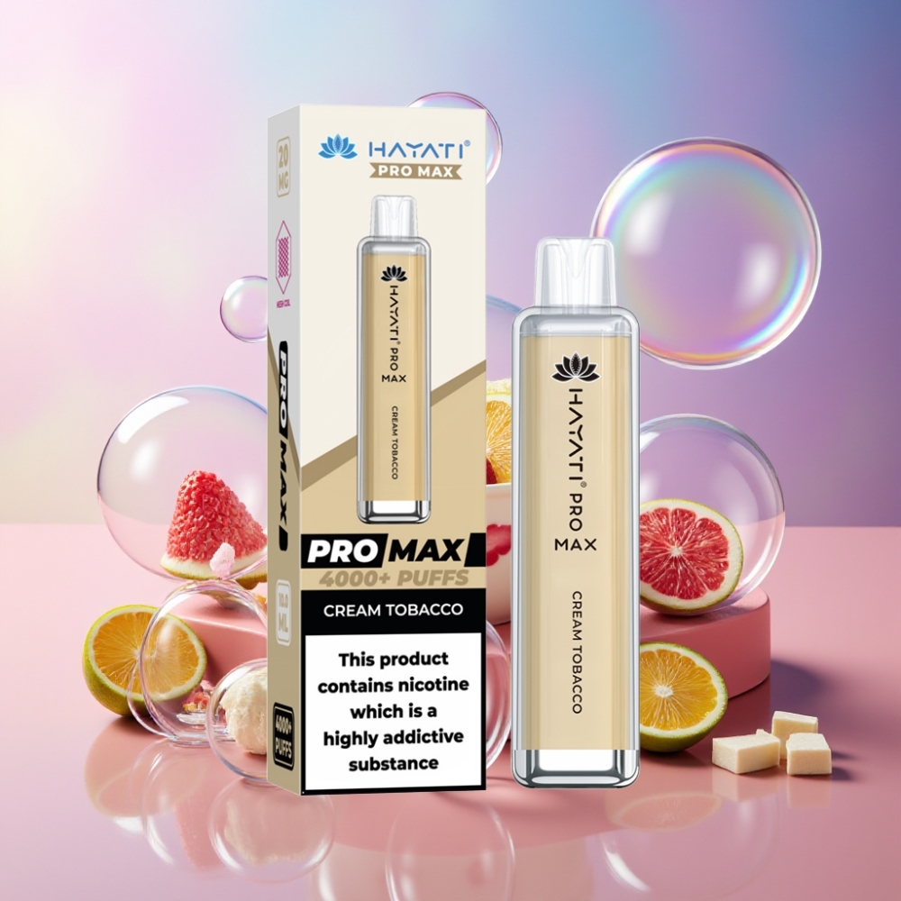 Hayati Pro Max 4000 Puffs Einweg-Vape Cream Tabak – 1400mAh, 2ml/10ml Tank, 2%/5% Nikotin, Schweiz Großhandel