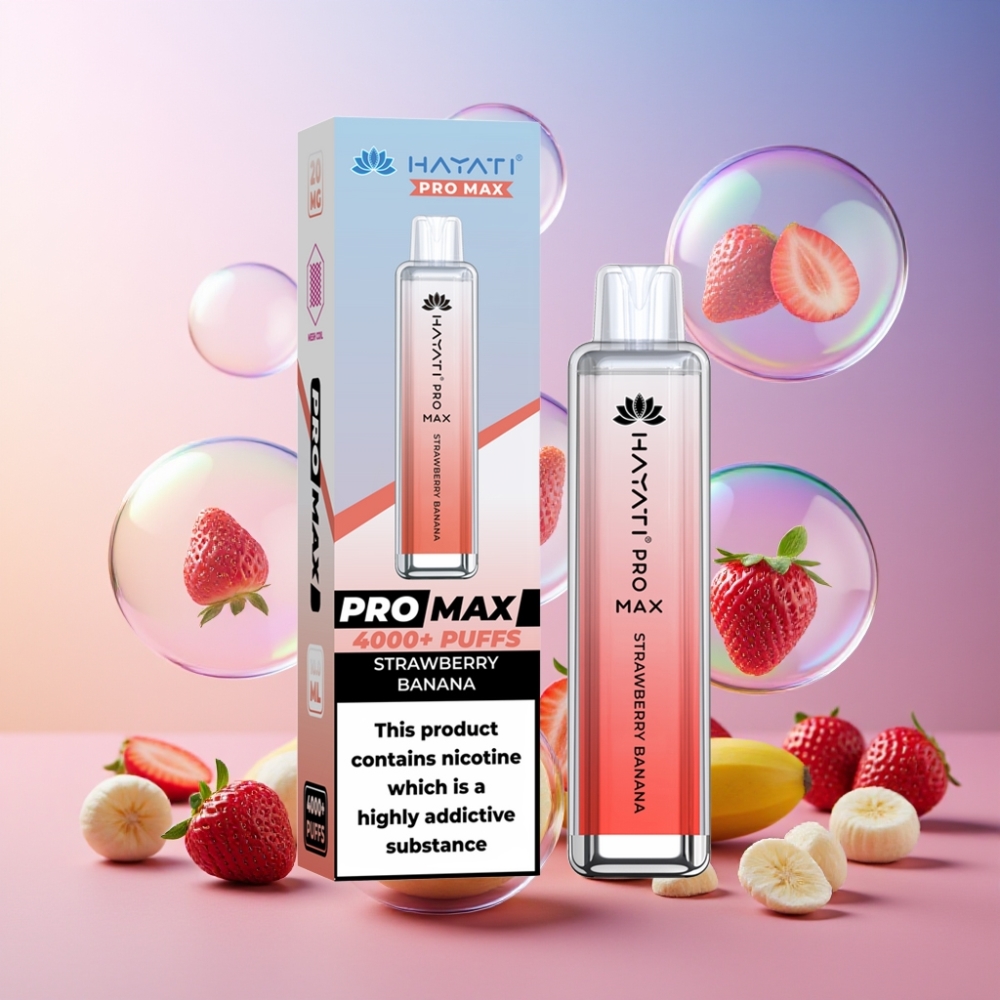 Hayati Pro Max 4000 Puffs Einweg-Vape Erdbeer Banane – 2ml Tank, 1400mAh Akku, Schweiz Großhandel