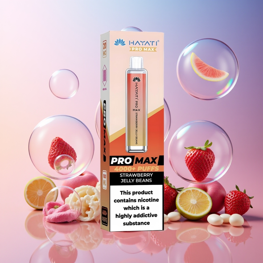 Hayati Pro Max 4000 Puffs Einweg-Vape Erdbeer Gelee Bohnen, 2ml/10ml Tank, 1400mAh Akku, Schweiz Großhandel
