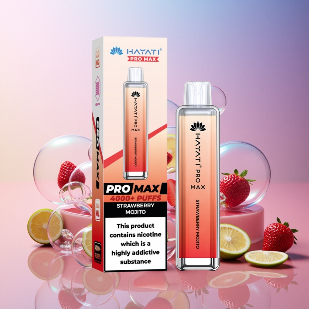 Hayati Pro Max 4000 Puffs Einweg-Vape Erdbeer Mojito Schweiz Großhandel – 1400mAh, 5% Nikotin, 2ml Tank