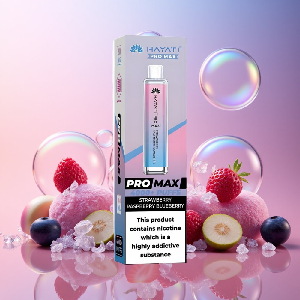 Hayati Pro Max 4000 Puffs Einweg-Vape Erdbeere Himbeere Heidelbeere – 2ml Tank, 1400mAh Akku, 4000 Züge, Schweiz Großhandel