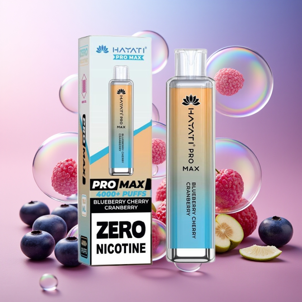 Hayati Pro Max 4000 Puffs Einweg-Vape Schweiz Großhandel - Blaubeere-Kirsche-Preiselbeere, 5% Nikotin, 1400mAh, wiederaufladbar