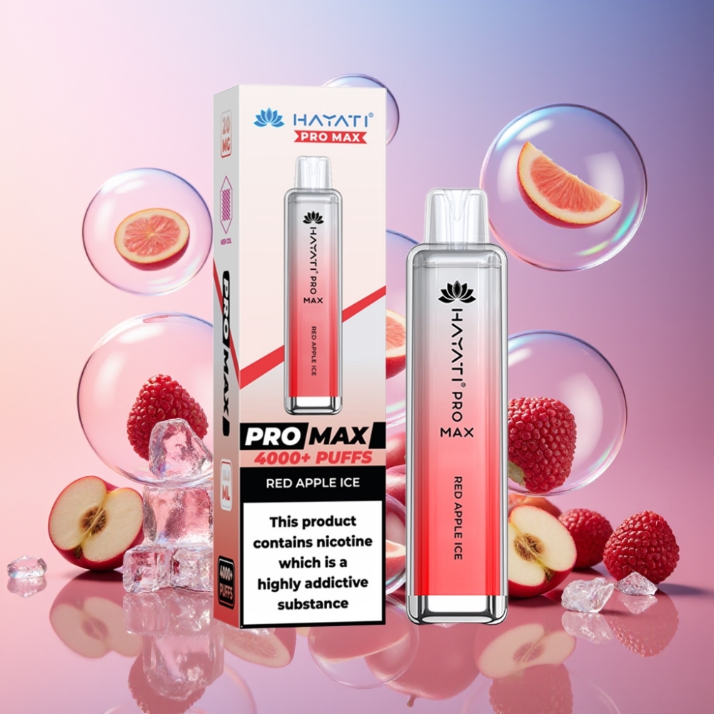 Hayati Pro Max 4000 Puffs Einweg-Vape Schweiz Großhandel – Roter Apfel Eis, 2ml/10ml Tank, 1400mAh, 1.1 Ohm Mesh Coil