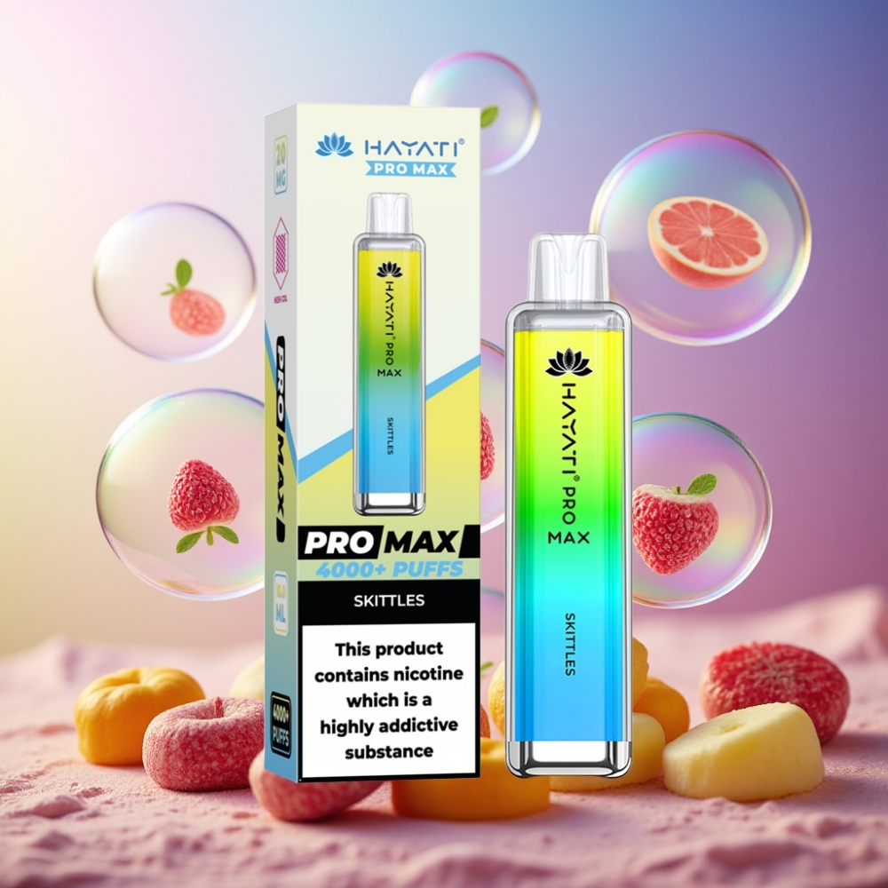 Hayati Pro Max 4000 Puffs Einweg-Vape Skittles (Schweiz Großhandel) – 2ml Tank, 1400mAh Akku, 4000 Züge, TPD-konform