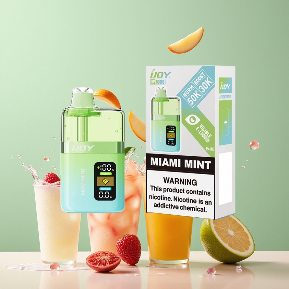IJOY XP50000 Einweg-Vape Miami Minze – Schweiz Großhandel – 50000 Züge, 50mg/ml, 1000 mAh, Typ-C