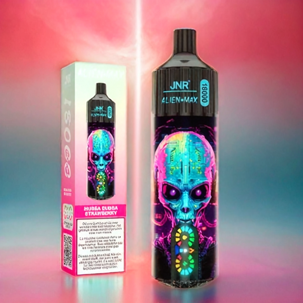 JNR Alien Max 18000 Puffs Hubba Bubba Erdbeere mit Smart LED Display, Dual Mesh Coil & 850mAh Akku - Schweiz Großhandel