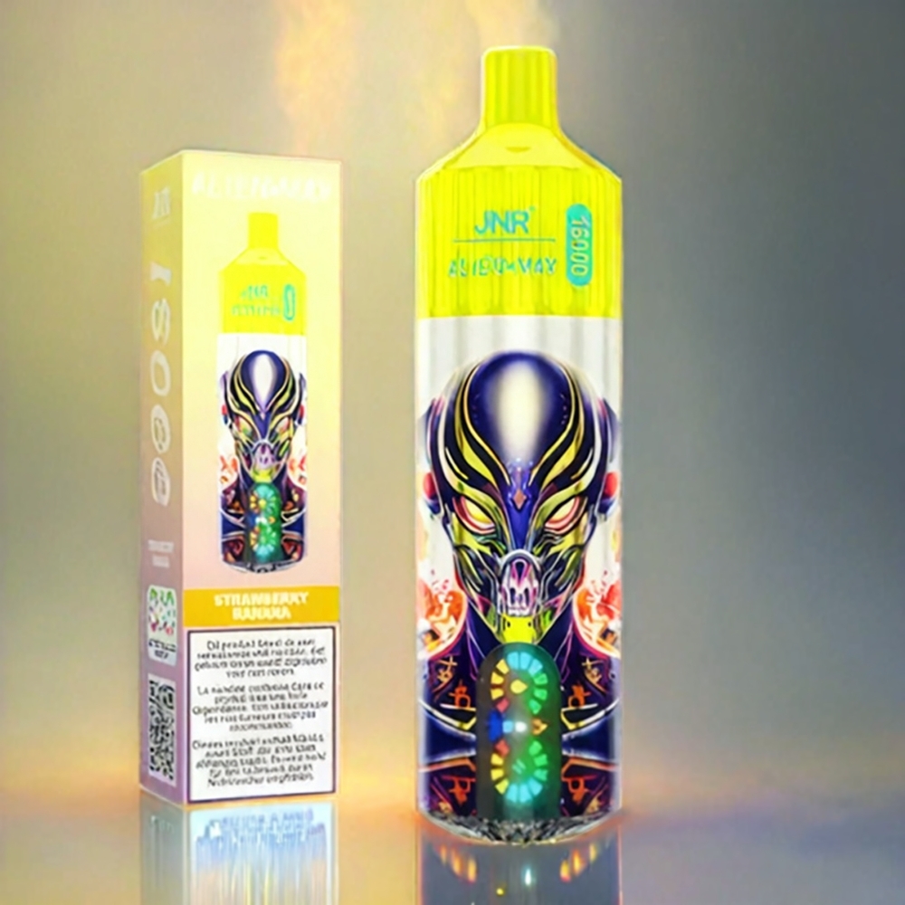 JNR Alien Max 18000 Puffs Schweiz Großhandel – Smart LED Display, Dual Mesh Coil, 20 Geschmacksrichtungen, Erdbeere Banane