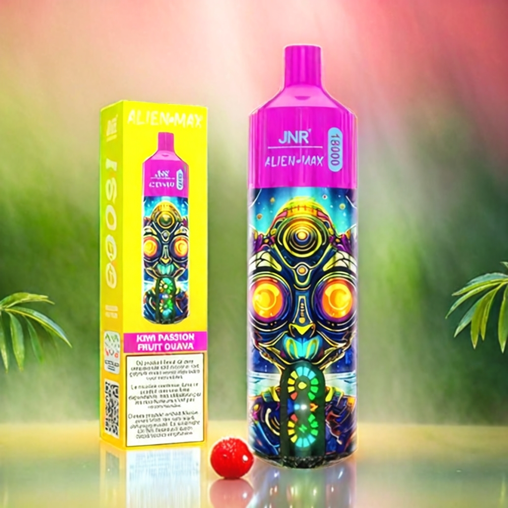 JNR Alien Max 18000 Puffs Schweiz Großhandel – Smart LED Display, Dual Mesh Coil, 20 Geschmacksrichtungen, Kiwi Passionfruit Guava
