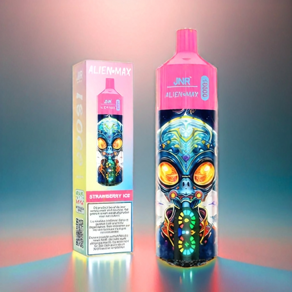 JNR Alien Max 18000 Puffs Schweiz Großhandel – Smart LED Display, Dual Mesh Coil, 28ml E-liquid, Erdbeer-Eis
