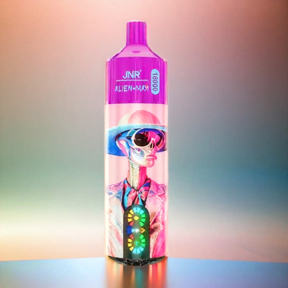 JNR Alien Max 18000 Puffs Schweiz Großhandel mit Smart LED Display, Dual Mesh Coil, 28ml E-Liquid und Weißer Pfirsich Razz Geschmack