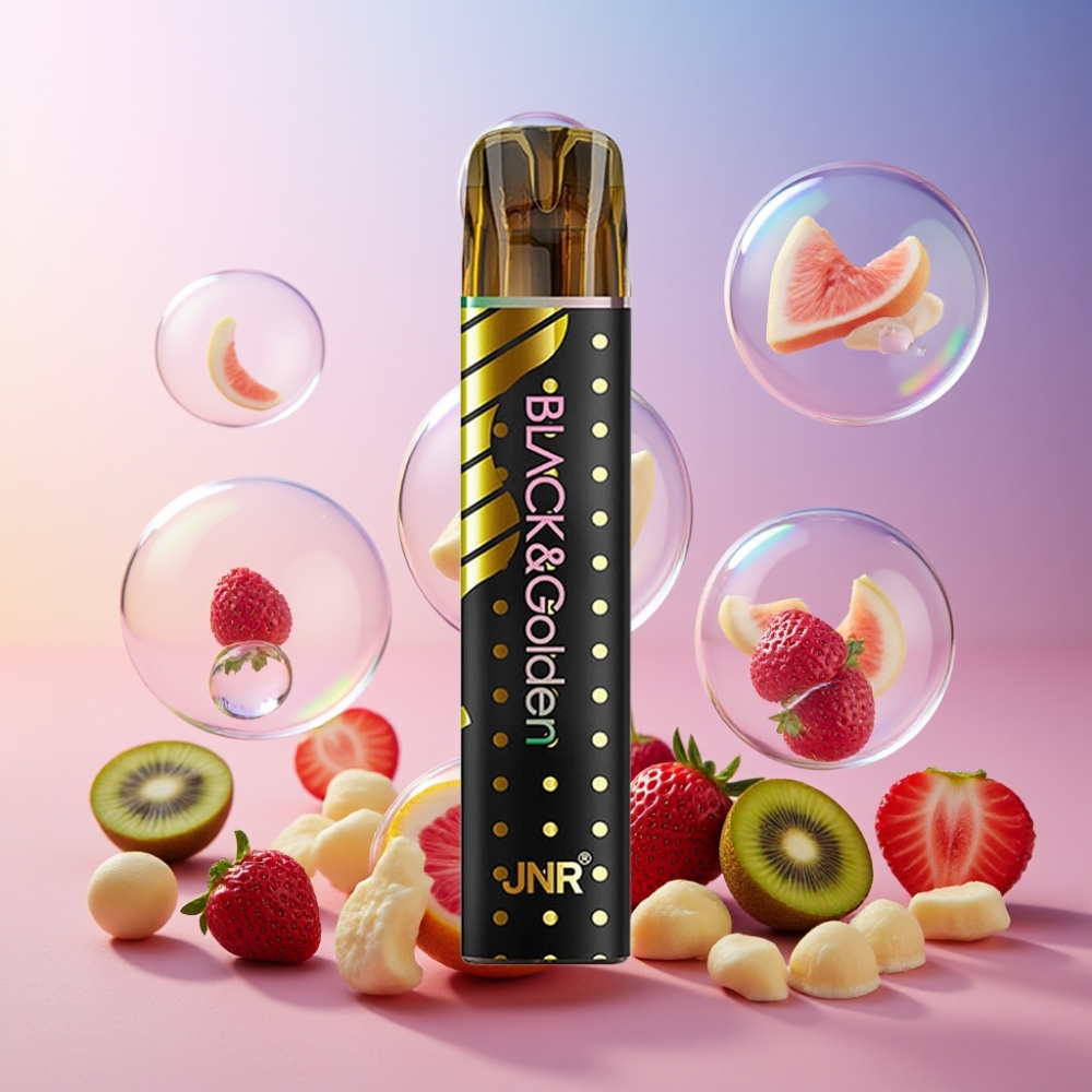 JNR Black&Golden 600+200 Puffs Wegwerf-Vape Erdbeer-Kiwi 800 Puffs 550mAh 2ml Schweiz Großhandel