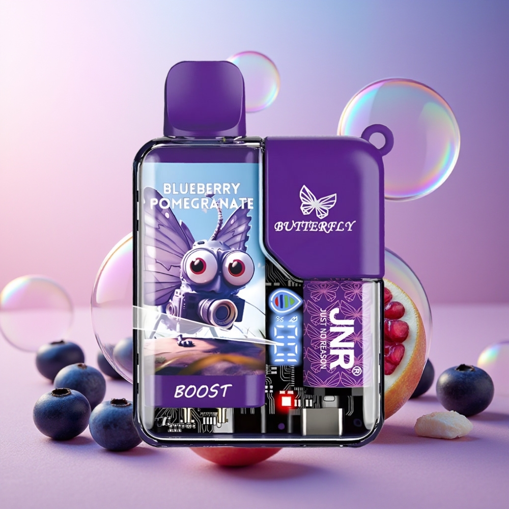 JNR Butterfly 8500 Puffs Einweg-Vape Blauberry Granatapfel – 8500 Züge, 1200mAh, 15ml, Schweiz Großhandel