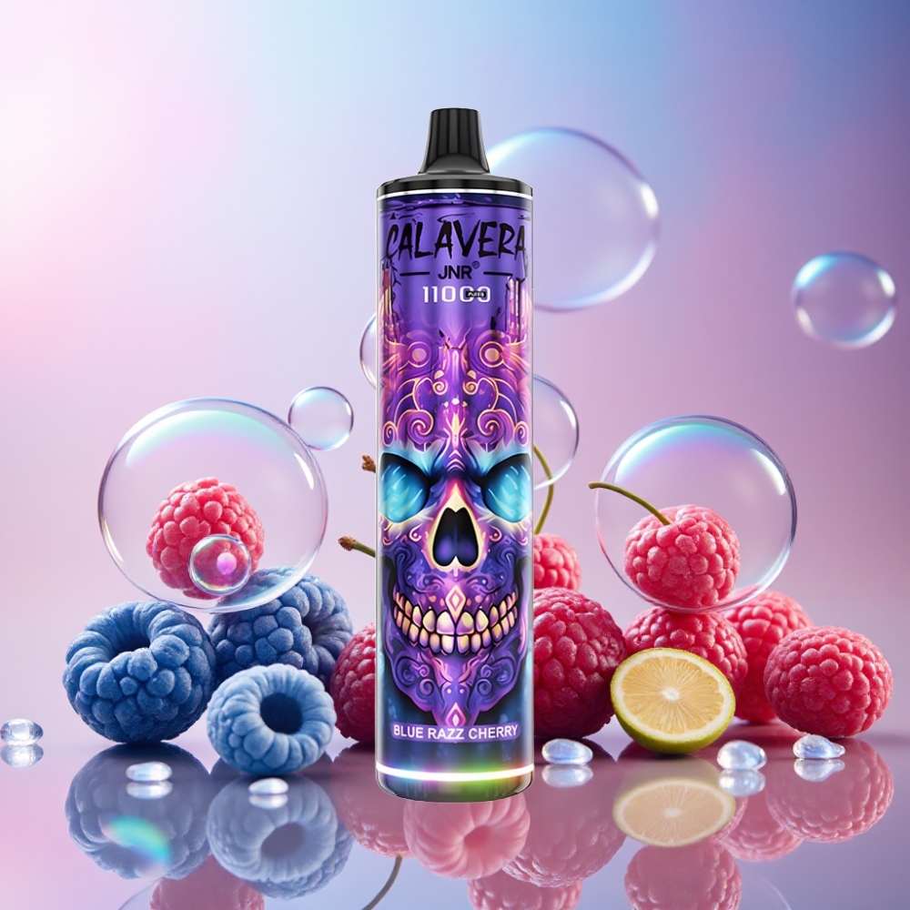 JNR Calavera 11000 Puffs Einweg-Vape Blue Razz Kirsche – Typ-C Ladeanschluss, 850 mAh, 21ml, 1.0ohm Mesh Coil, Schweiz großhandel