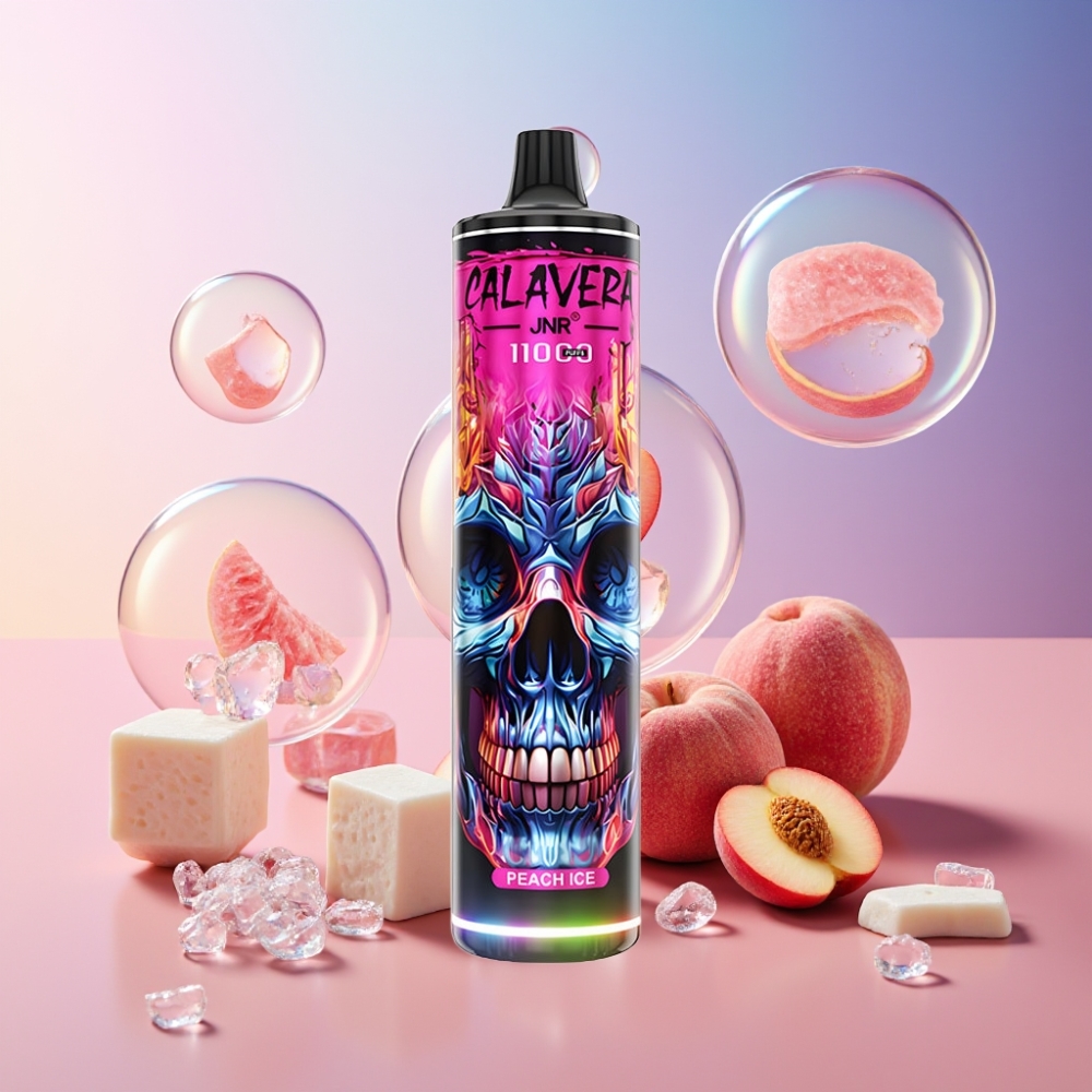 JNR Calavera 11000 Puffs Einweg-Vape Pfirsich Eis Schweiz Großhandel mit 850 mAh Akku, 21ml E-Liquid, Typ-C Ladeanschluss