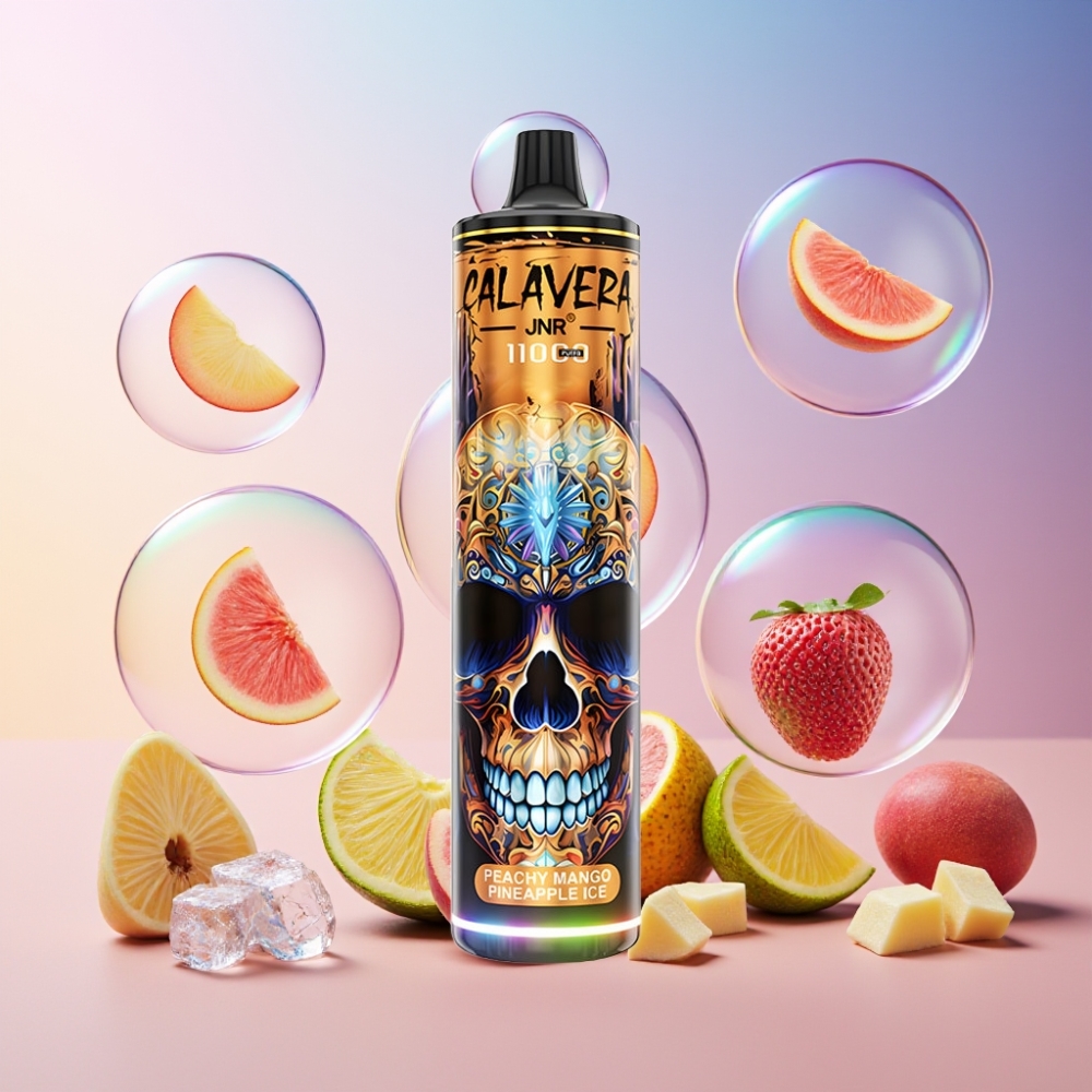 JNR Calavera 11000 Puffs Einweg-Vape Pfirsich Mango Ananas Eis – Type-C, 850 mAh, 21ml, 1.0ohm Mesh Coil, Schweiz großhandel
