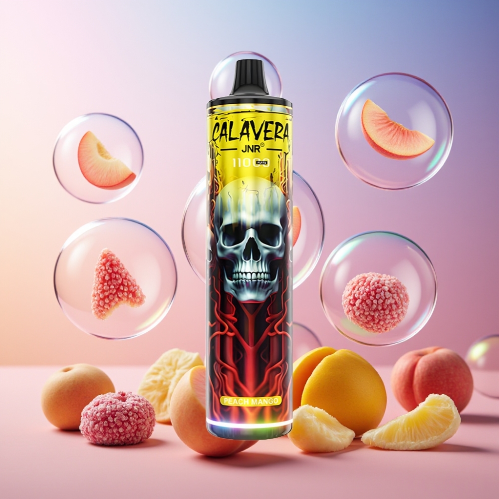 JNR Calavera 11000 Puffs Einweg-Vape Pfirsich Mango Schweiz Großhandel mit Type-C, 850 mAh, 21ml
