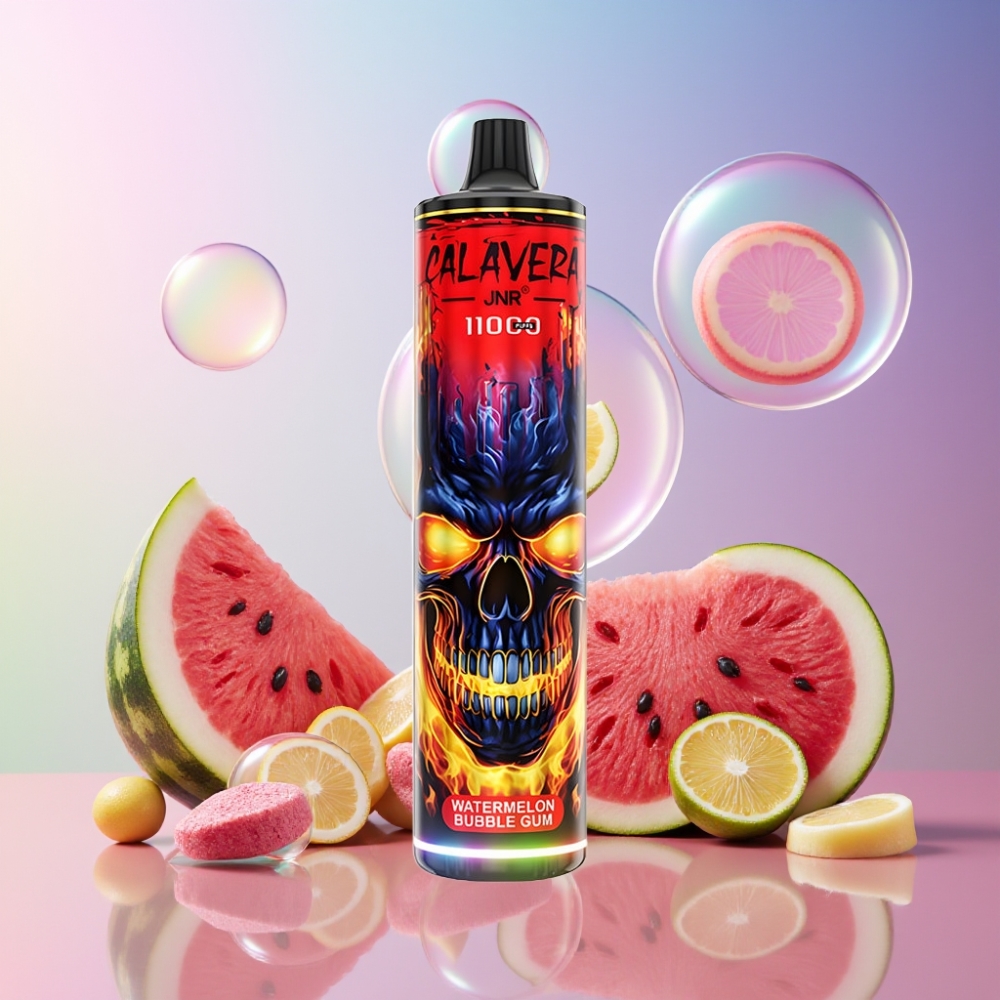 JNR Calavera 11000 Puffs Einweg-Vape Wassermelonen Bubble Gum mit Typ-C-Ladeanschluss, 850 mAh, 21ml Schweiz Großhandel