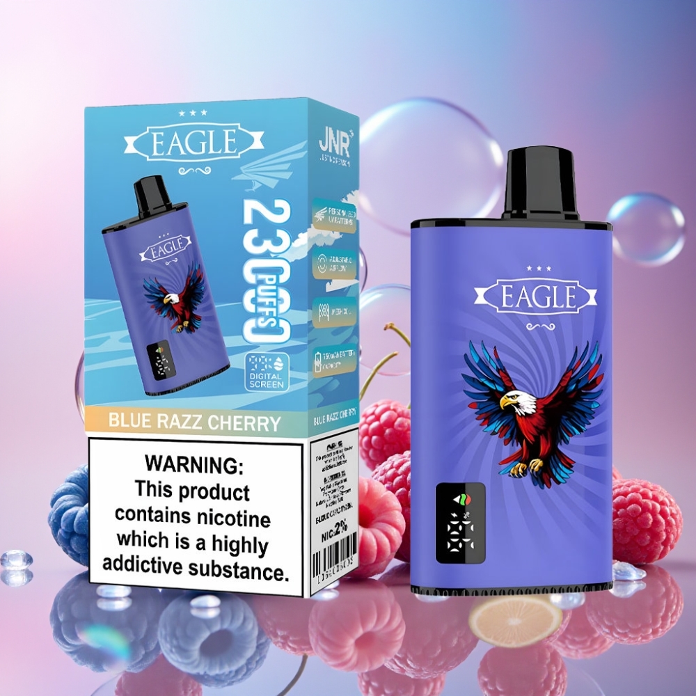 JNR EAGLE Smart 23000 Puffs Einweg-Vape Blau-Razz-Kirsche mit Digitalem Display, 1.0ohm Mesh Coil, 750mAh Akku – Schweiz Großhandel