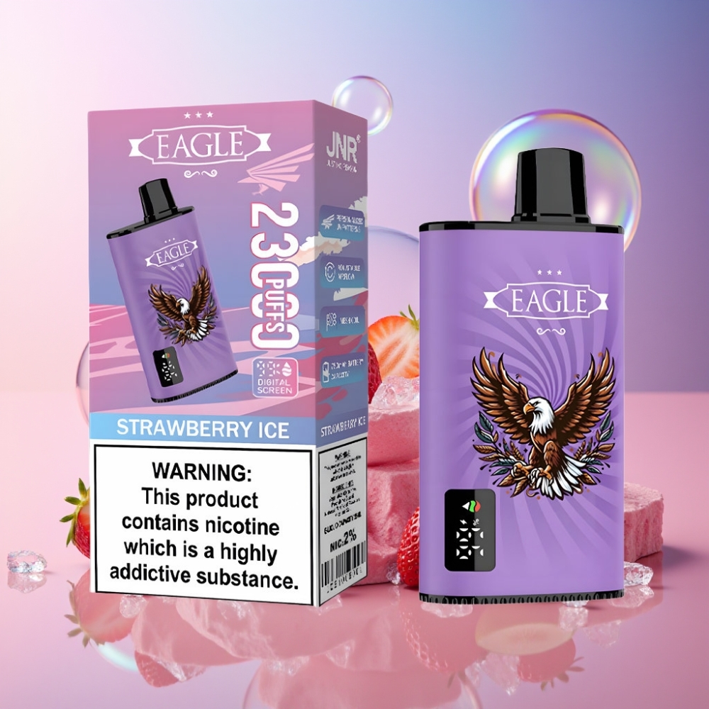 JNR EAGLE Smart 23000 Puffs Einweg-Vape Erdbeer-Eis mit Digitalem Display, 1.0ohm Mesh Coil, 750mAh Akku – Schweiz Großhandel