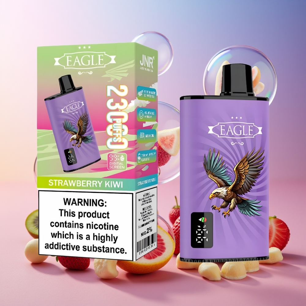 JNR EAGLE Smart 23000 Puffs Einweg-Vape Erdbeer-Kiwi mit Digitalem Display, 1.0ohm Mesh Coil, 750mAh Akku – Schweiz Großhandel
