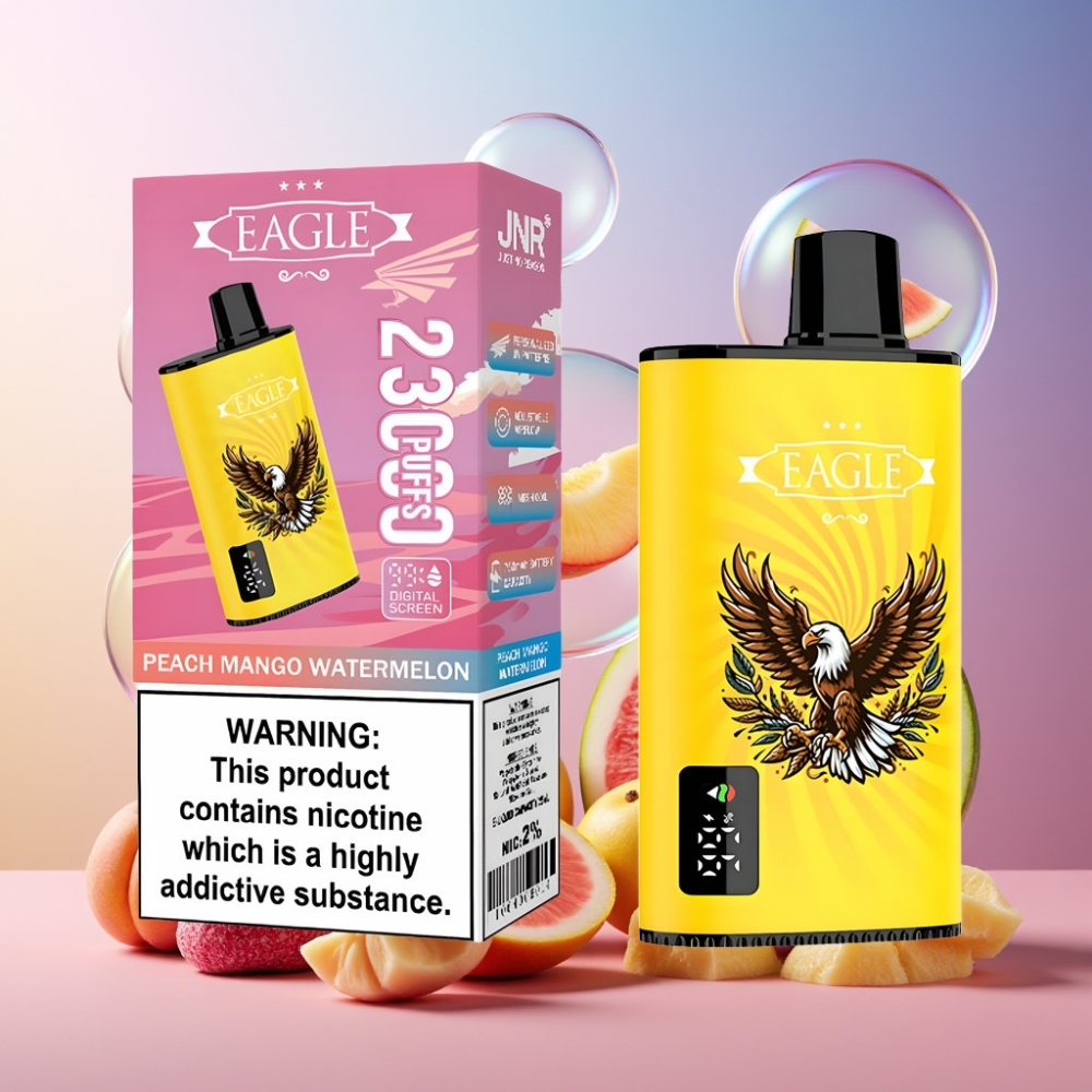 JNR EAGLE Smart 23000 Puffs Einweg-Vape Pfirsich Mango Wassermelone mit Digitalem Display, 1.0ohm Mesh Coil, 750mAh Akku – Schweiz Großhandel