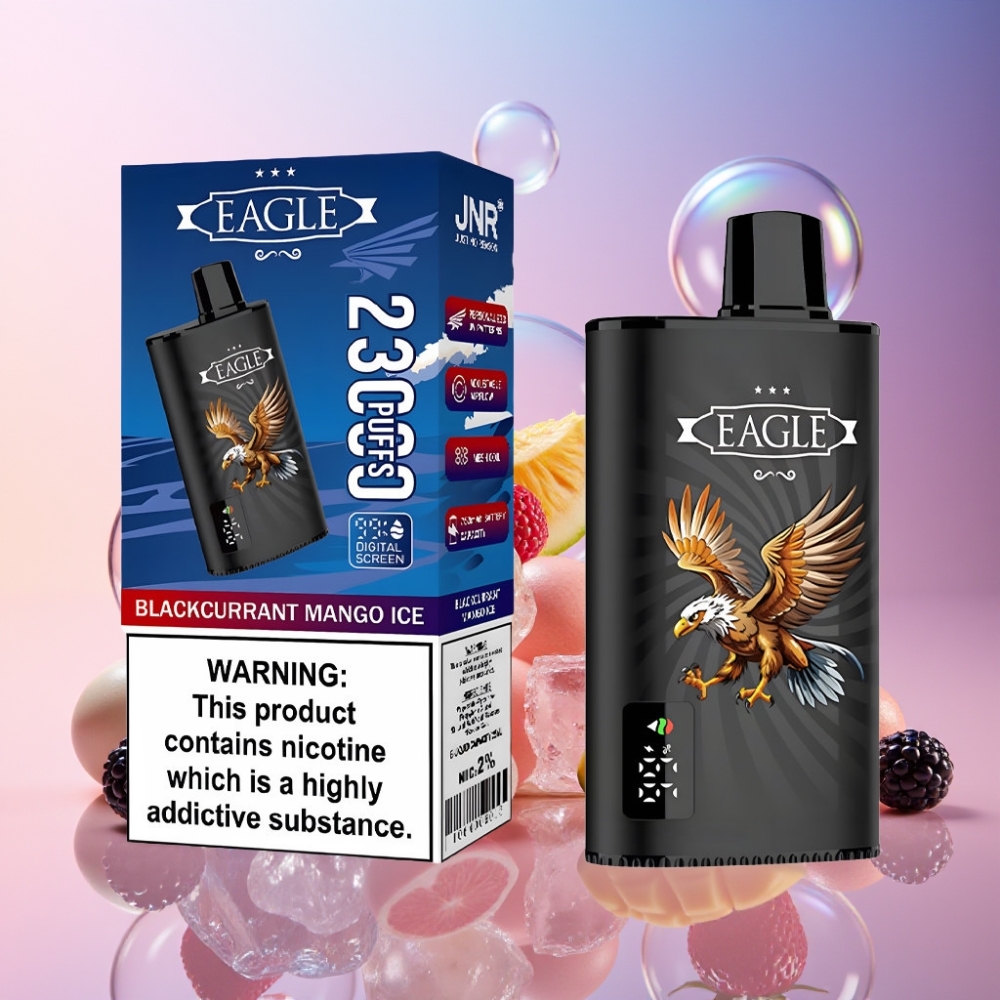 JNR EAGLE Smart 23000 Puffs Einweg-Vape Schwarzbeere Mango Eis mit Digitalem Display, 1.0ohm Mesh Coil, 750mAh Akku – Schweiz Großhandel
