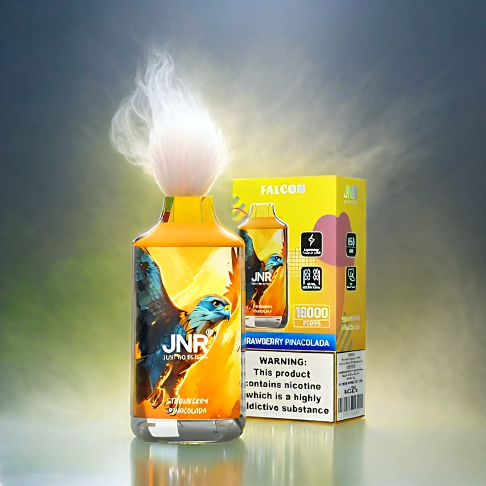 JNR Falcon 16000 Puffs Schweiz Großhandel – 850 mAh, 22ml, Dual Mesh Coil, Typ C & Lightning, Smart LED Display, Erdbeer Pina Colada