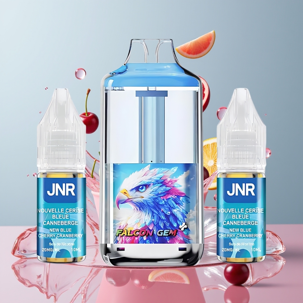 JNR Falcon GEM⁺ 30000 Puffs nachfüllbare Pod Vape - 950mAh Akku, 20 mg/ml Nikotin, Top-Refill, Schweiz Großhandel - Neue Blaue Kirsche Cranberry