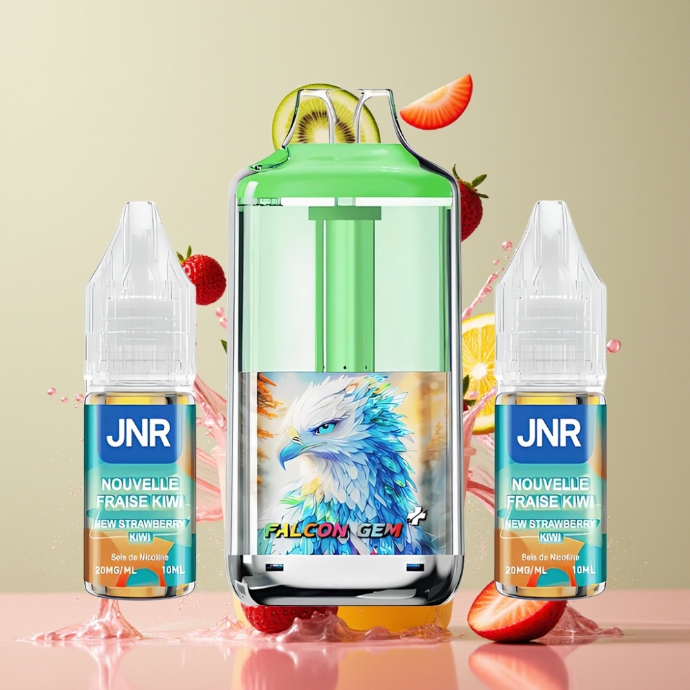 JNR Falcon GEM⁺ 30000 Züge nachfüllbare Pod Vape Erdbeer-Kiwi, sichtbarer E-Liquid-Tank, 950mAh, Typ-C, Schweiz Großhandel