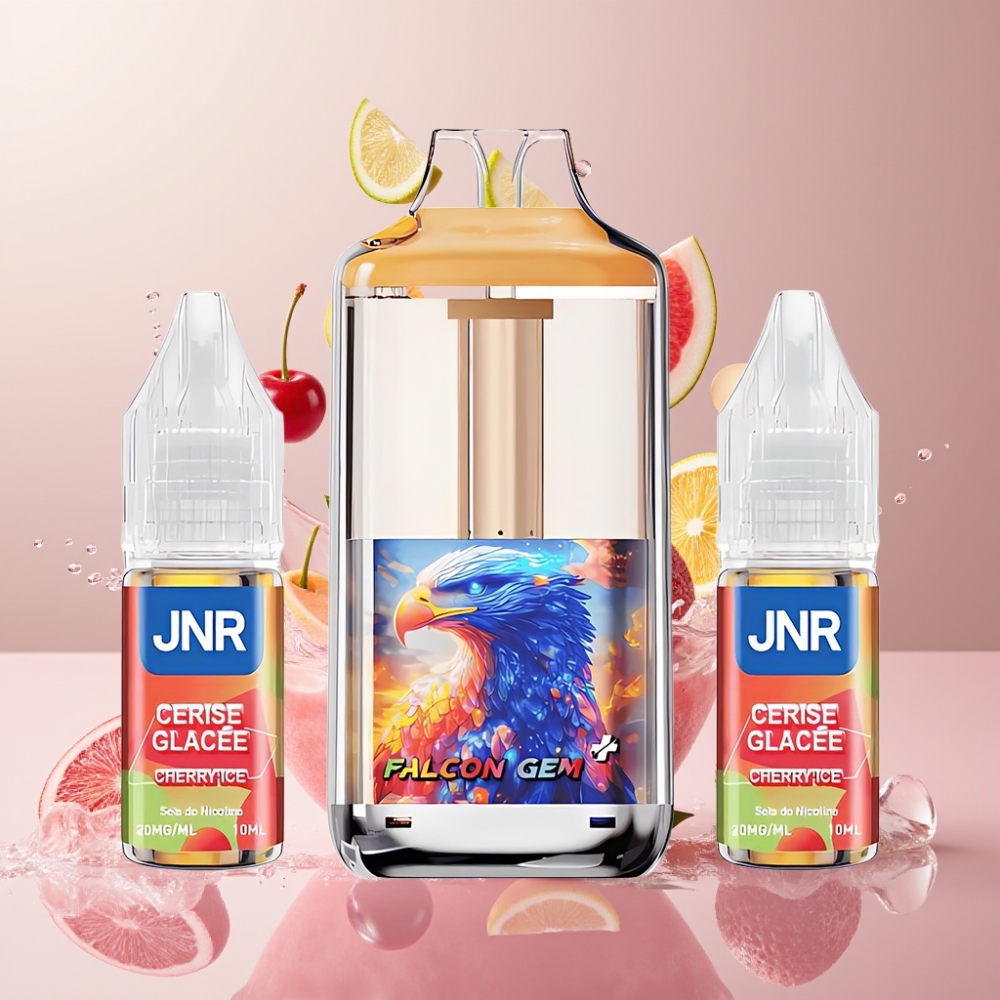 JNR Falcon GEM⁺ 30000 Züge nachfüllbare Pod Vape Kirsch-Eis, sichtbarer E-Liquid-Tank, 950mAh Akku, Schweiz großhandel