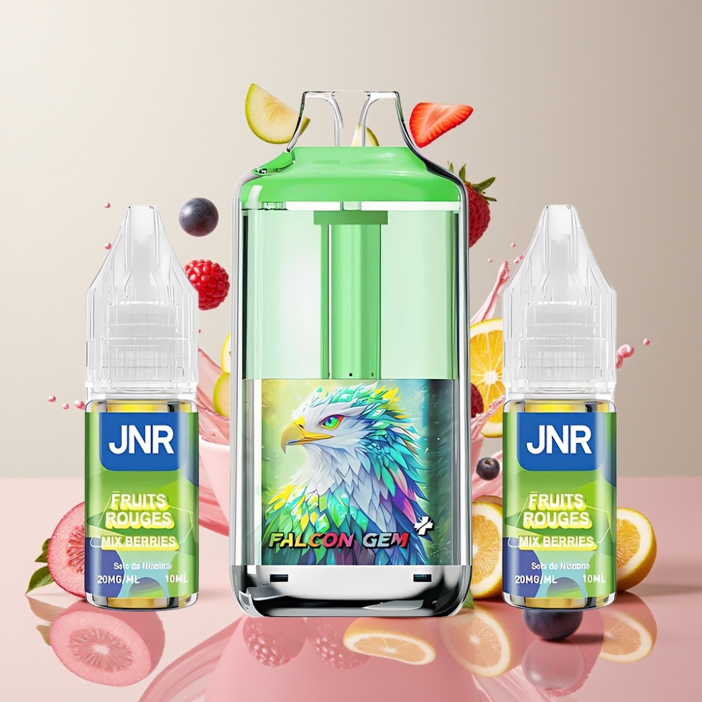 JNR Falcon GEM⁺ 30000 Züge nachfüllbare Pod Vape mit sichtbarem E-Liquid-Tank, 950mAh Akku, 20 mg/ml Nikotin, Schweiz Großhandel – Mix Beeren