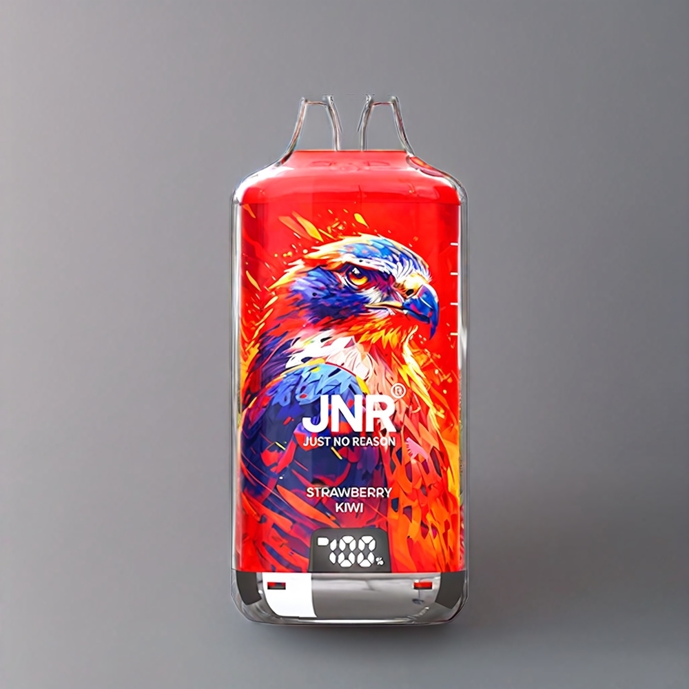 JNR Falcon X⁺ 28000 Schweiz Großhandel mit sichtbarem E-Liquid-Stand, 28000 Züge, 950mAh Akku, Typ-C-Ladeanschluss & Erdbeer-Kiwi Geschmack