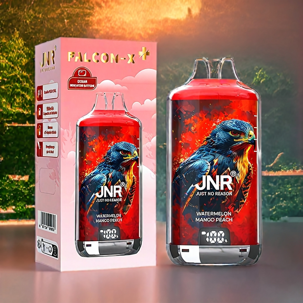 JNR Falcon X⁺ 28000 Wassermelone Mango Pfirsich mit sichtbarem E-Liquid-Stand, 28000 Züge, 950mAh Akku, Schweiz großhandel