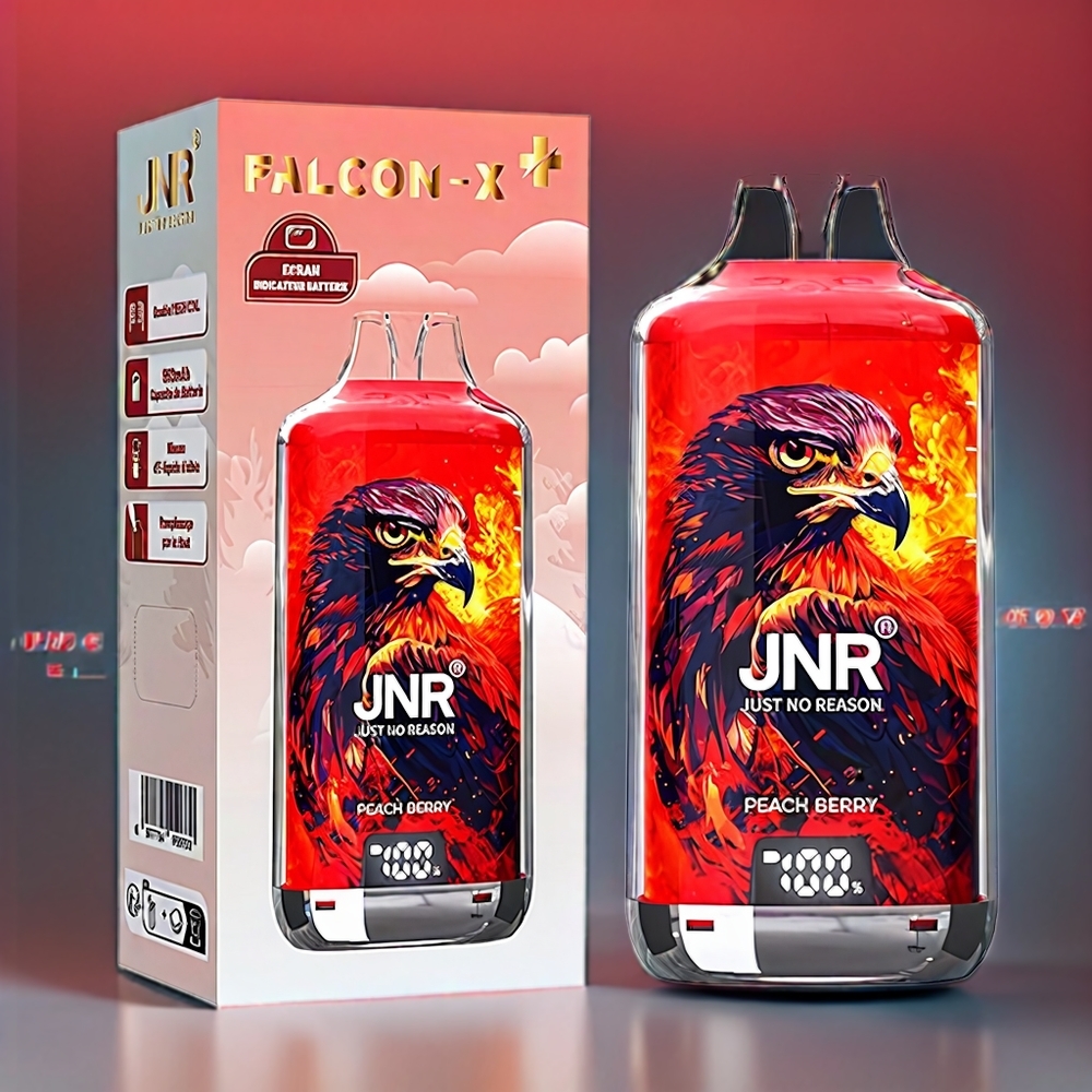 JNR Falcon X⁺ 28000 mit sichtbarem E-Liquid-Stand, 950mAh Akku, Typ-C-Ladung, Peach Berry Geschmack – Schweiz großhandel