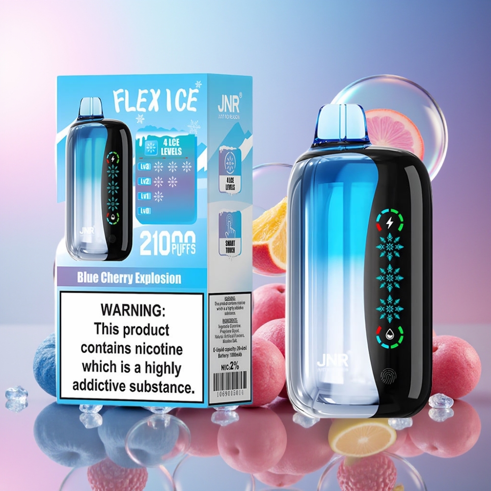 JNR Flex Ice 21000 Puffs Einweg-Vape Blau-Kirsch-Explosion – Ice Adjustable, 26ml E-Liquid, 1000mAh, Schweiz Großhandel