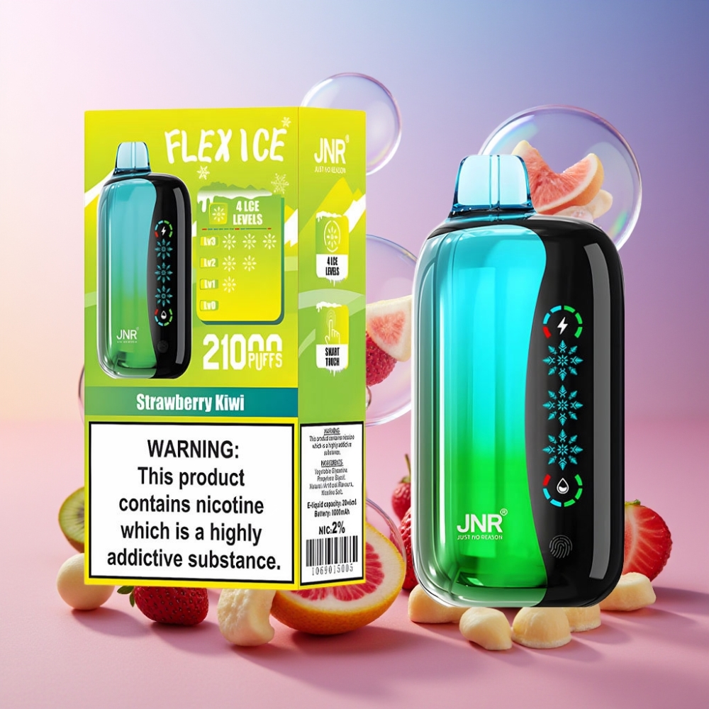 JNR Flex Ice 21000 Puffs Einweg-Vape Erdbeer-Kiwi mit Ice Adjustable, 26ml E-Liquid, 1000mAh – Schweiz Großhandel