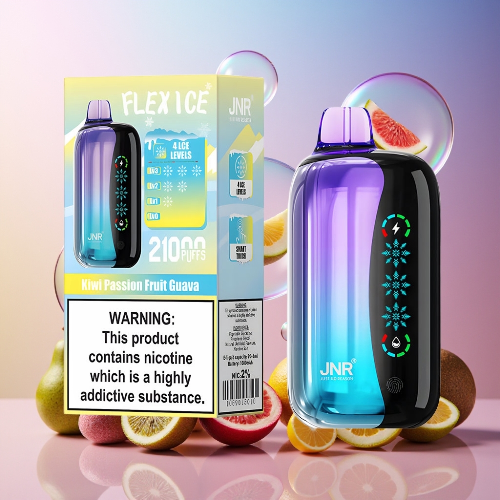 JNR Flex Ice 21000 Puffs Einweg-Vape Kiwi Passionsfrucht Guave – Ice Adjustable, 26ml E-Liquid, 1000mAh, Schweiz Großhandel