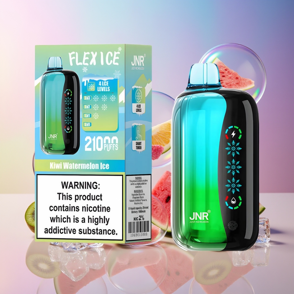 JNR Flex Ice 21000 Puffs Einweg-Vape Kiwi Wassermelone Eis – 26ml E-Liquid, Touch Screen, Schweiz Großhandel