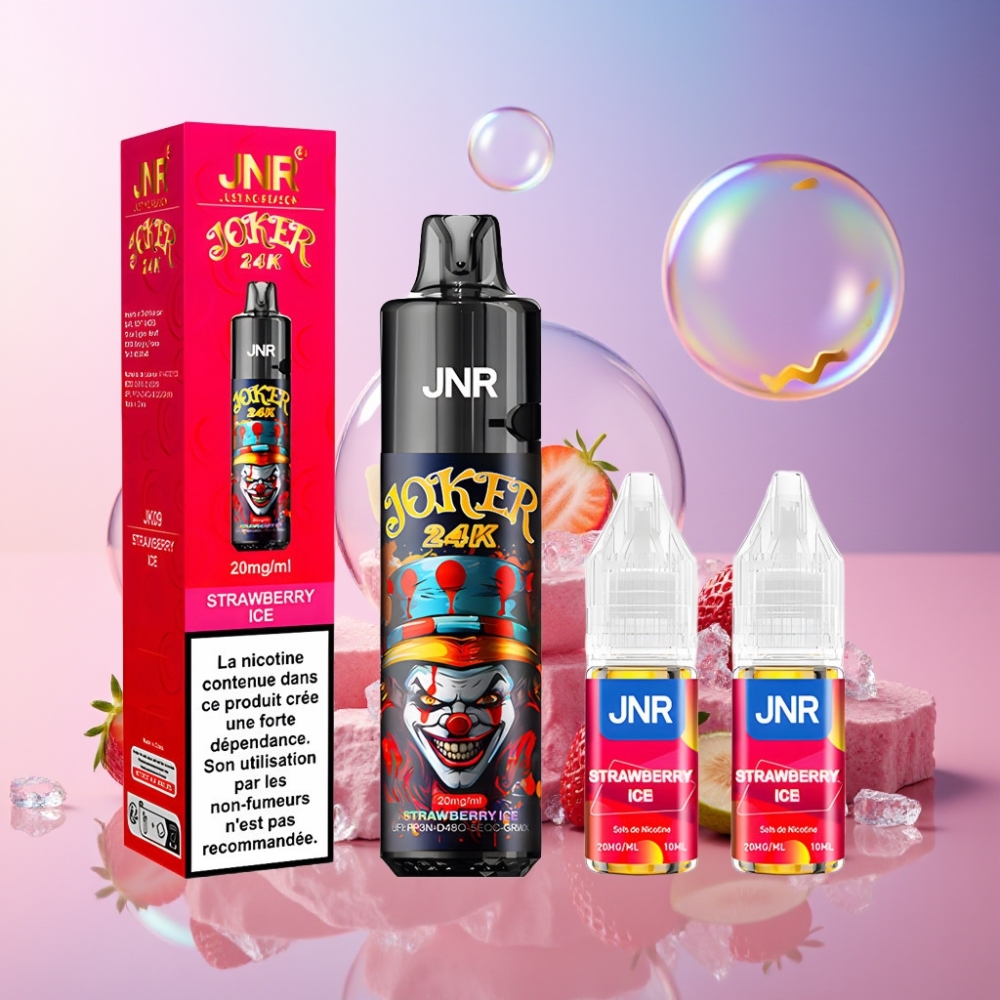 JNR Joker 24K Puffs Einweg-Vape Erdbeer-Eis – 2+10ml Nachfüllbar, 800mAh, Typ-C, Schweiz Großhandel