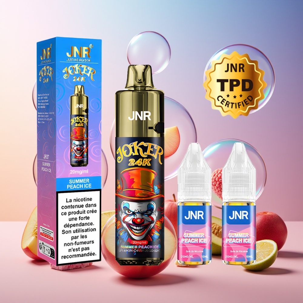JNR Joker 24K Puffs Einweg-Vape Sommer Pfirsich Eis Schweiz Großhandel – 24000 Puffs, 2+10ml, 800mAh